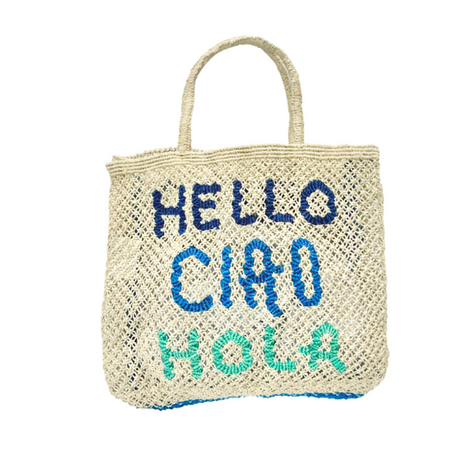 Hello Ciao Hola jute Bag L