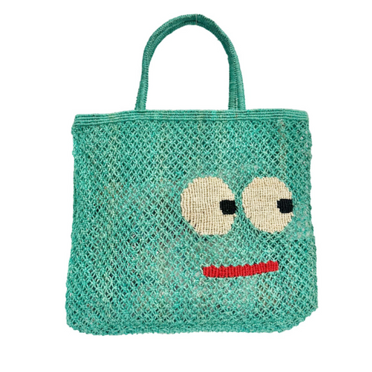 Big Eyes Jute Bag S Aqua