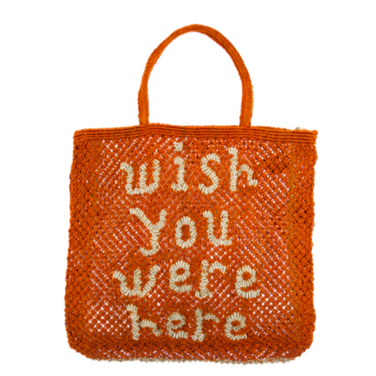 Wish You Were Here Jute Bag L Peach