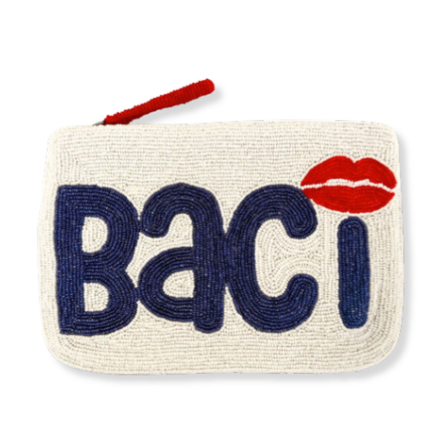 Baci White Beaded Clutch